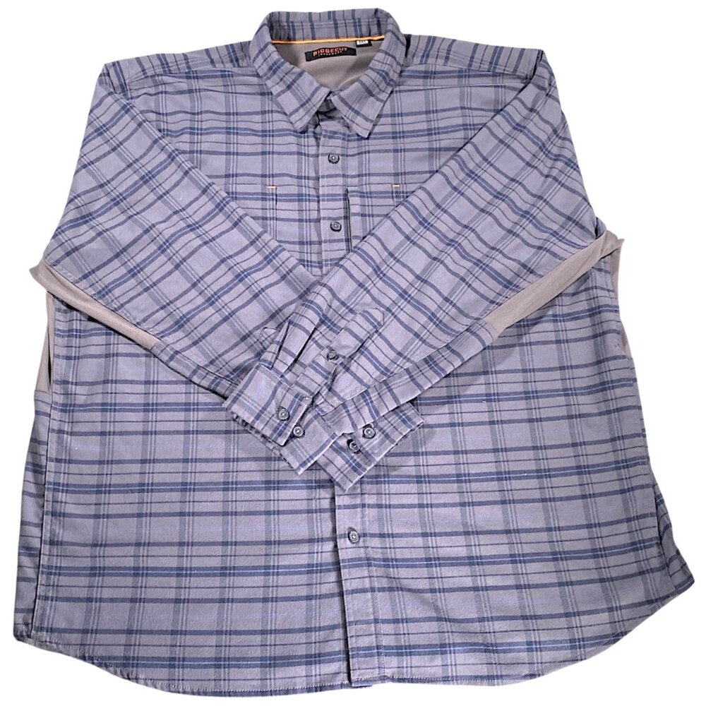 Ridgecut Toughwear Shirt Mens 3X Gray Tattersall Plaid Heavy Flannel Chore Work